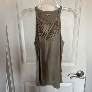 BKE Tan Tank with Sheer Geo Yoke